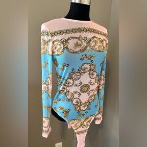 NWT ART ON DISPLAY Mesh baroque design Bodysuit size Medium